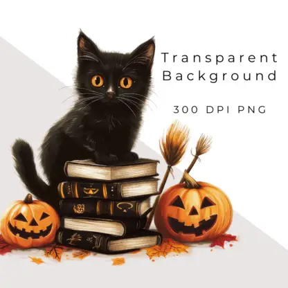 Halloween Black Cat Clipart Pack 5