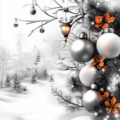 Aesthetic Silver and White Christmas Background Images with Lights Backgrounds 11