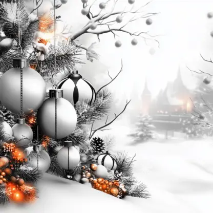 Aesthetic Silver and White Christmas Background Images with Lights Backgrounds 12