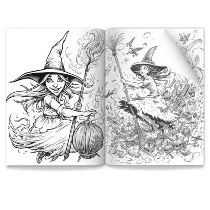 Cute Witch Colouring Pages 4