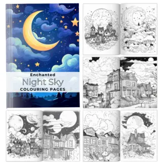 Enchanted Night Sky PLR Coloring Pages 1