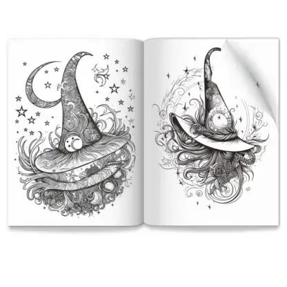 Enchanting Witches Hats PLR Colouring Pages 10