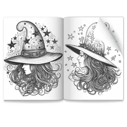 Enchanting Witches Hats PLR Colouring Pages 11