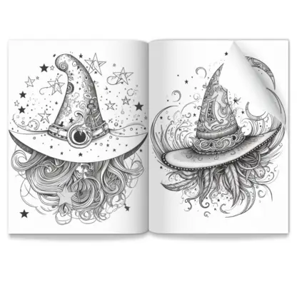 Enchanting Witches Hats PLR Colouring Pages 12