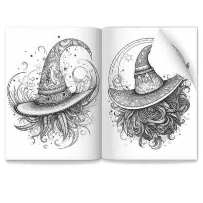 Enchanting Witches Hats PLR Colouring Pages 3