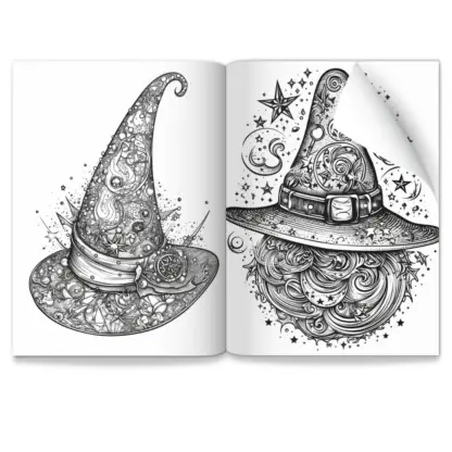 Enchanting Witches Hats PLR Colouring Pages 5