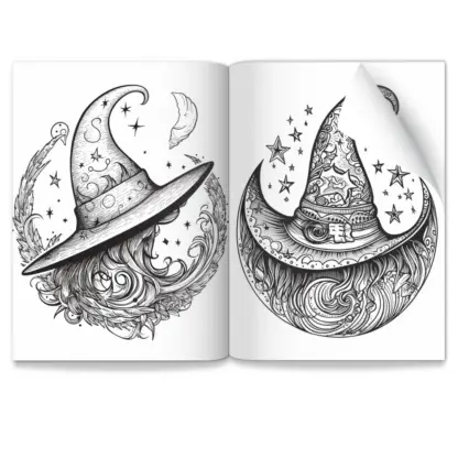 Enchanting Witches Hats PLR Colouring Pages 6