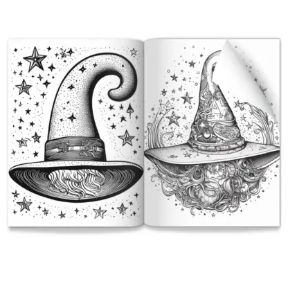 Enchanting Witches Hats PLR Colouring Pages 7