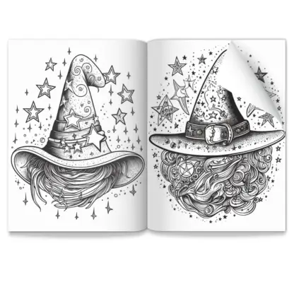 Enchanting Witches Hats PLR Colouring Pages 8