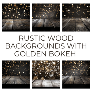 Rustic Wood Plank Backgrounds with Golden Bokeh 1