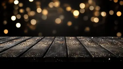 Rustic Wood Plank Backgrounds with Golden Bokeh 11