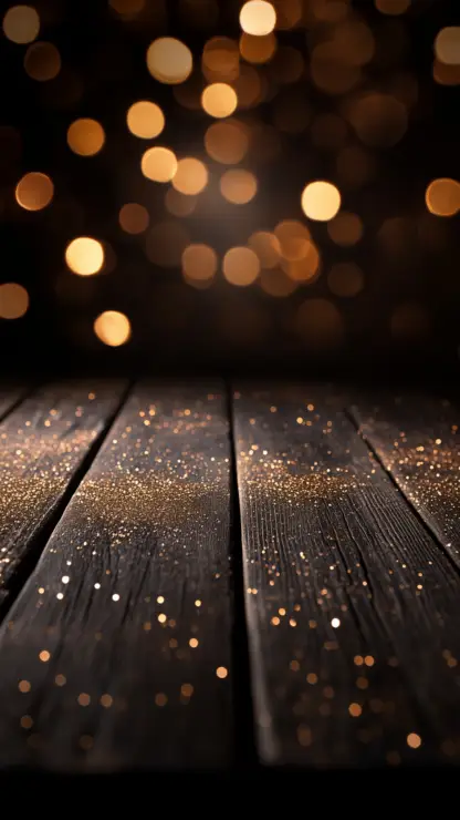 Rustic Wood Plank Backgrounds with Golden Bokeh 13