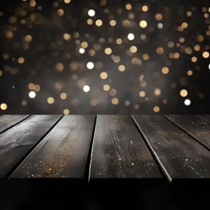 Rustic Wood Plank Backgrounds with Golden Bokeh 3