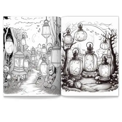 Spooky Lantern Town Coloring Pages – PLR Edition 10