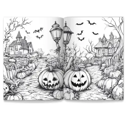 Spooky Lantern Town Coloring Pages – PLR Edition 2