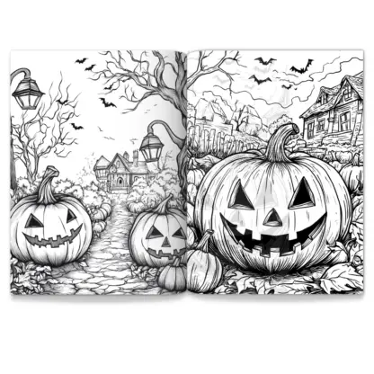 Spooky Lantern Town Coloring Pages – PLR Edition 3