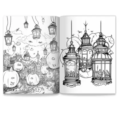 Spooky Lantern Town Coloring Pages – PLR Edition 5