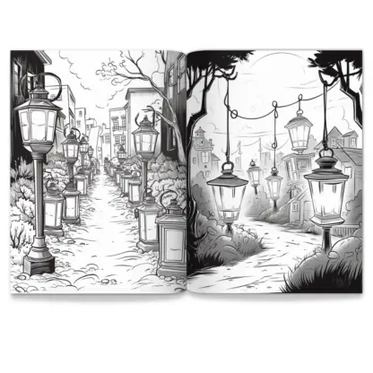 Spooky Lantern Town Coloring Pages – PLR Edition 6