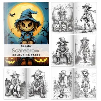 Spooky Scarecrow Halloween Coloring Pages - PLR 1