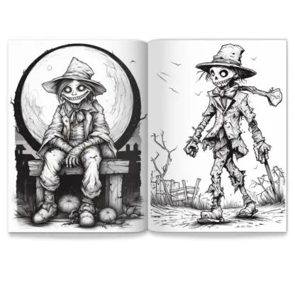 Spooky Scarecrow Halloween Coloring Pages - PLR 2