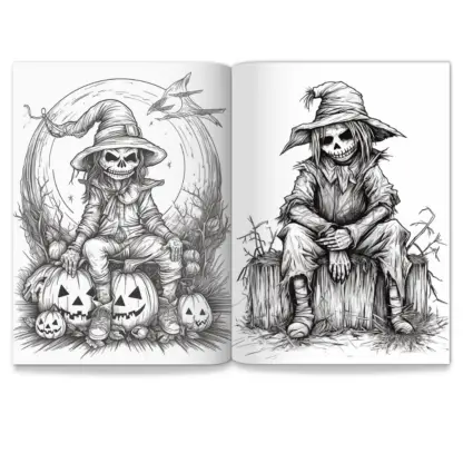 Spooky Scarecrow Halloween Coloring Pages - PLR 3