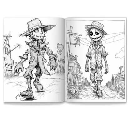 Spooky Scarecrow Halloween Coloring Pages - PLR 5