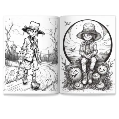 Spooky Scarecrow Halloween Coloring Pages - PLR 6