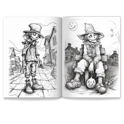 Spooky Scarecrow Halloween Coloring Pages - PLR 7