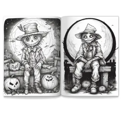 Spooky Scarecrow Halloween Coloring Pages - PLR 8