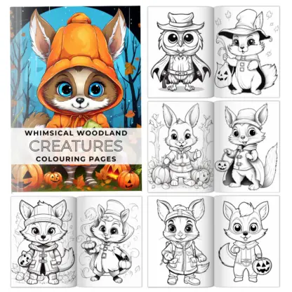 Whimsical Woodland Creatures PLR Colouring Pages 1