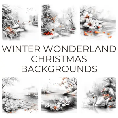 Winter Wonderland Backgrounds – Christmas Lake Scenes with Swans and Ballerinas 1