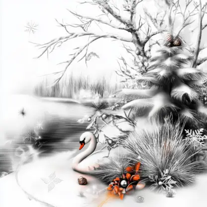 Winter Wonderland Backgrounds – Christmas Lake Scenes with Swans and Ballerinas 10