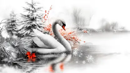 Winter Wonderland Backgrounds – Christmas Lake Scenes with Swans and Ballerinas 14