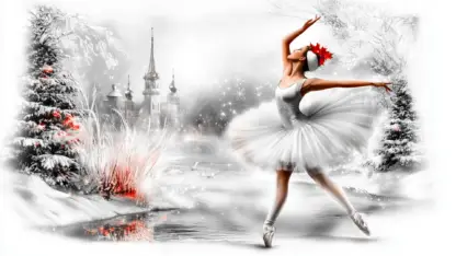 Winter Wonderland Backgrounds – Christmas Lake Scenes with Swans and Ballerinas 16