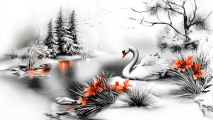 Winter Wonderland Backgrounds – Christmas Lake Scenes with Swans and Ballerinas 22