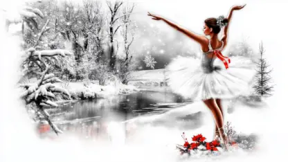 Winter Wonderland Backgrounds – Christmas Lake Scenes with Swans and Ballerinas 24