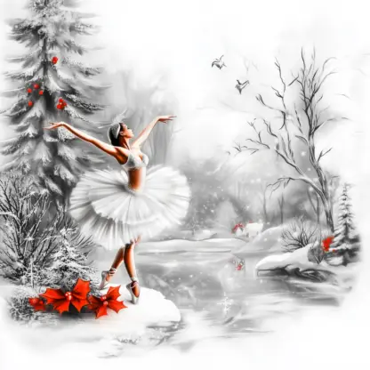 Winter Wonderland Backgrounds – Christmas Lake Scenes with Swans and Ballerinas 3