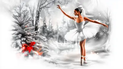 Winter Wonderland Backgrounds – Christmas Lake Scenes with Swans and Ballerinas 31