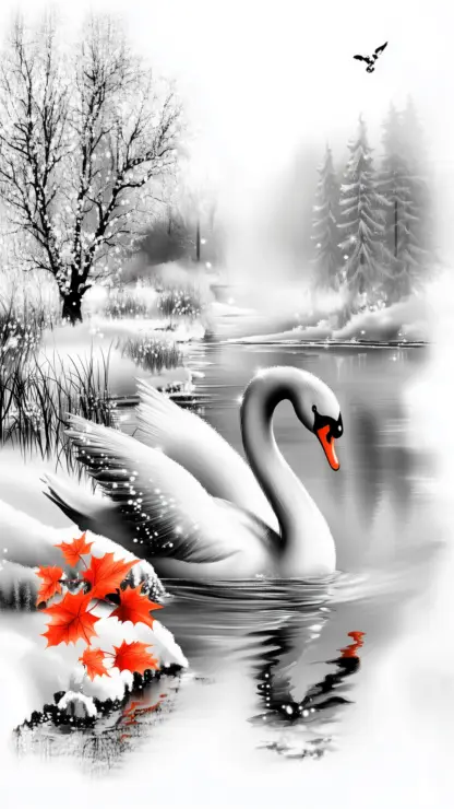 Winter Wonderland Backgrounds – Christmas Lake Scenes with Swans and Ballerinas 32