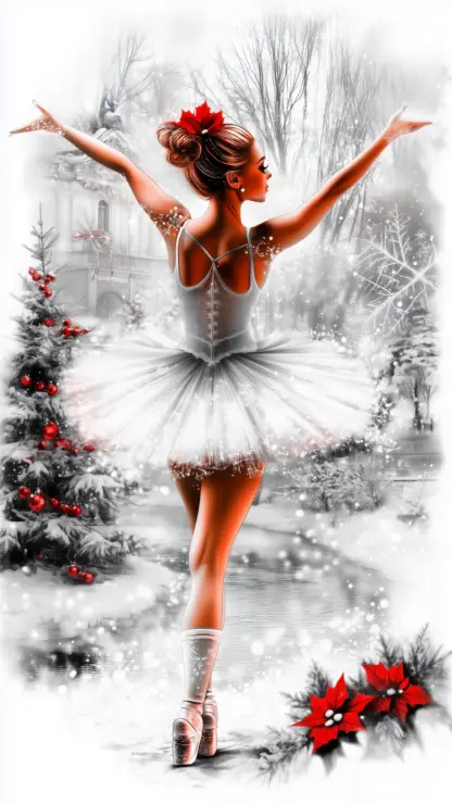 Winter Wonderland Backgrounds – Christmas Lake Scenes with Swans and Ballerinas 34