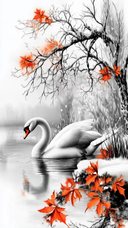 Winter Wonderland Backgrounds – Christmas Lake Scenes with Swans and Ballerinas 45