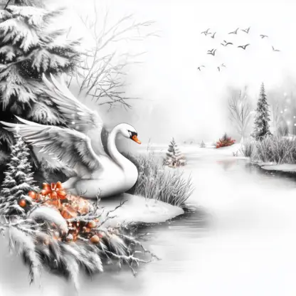 Winter Wonderland Backgrounds – Christmas Lake Scenes with Swans and Ballerinas 8