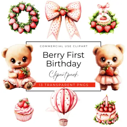 Berry First Birthday Clipart Bundle 1