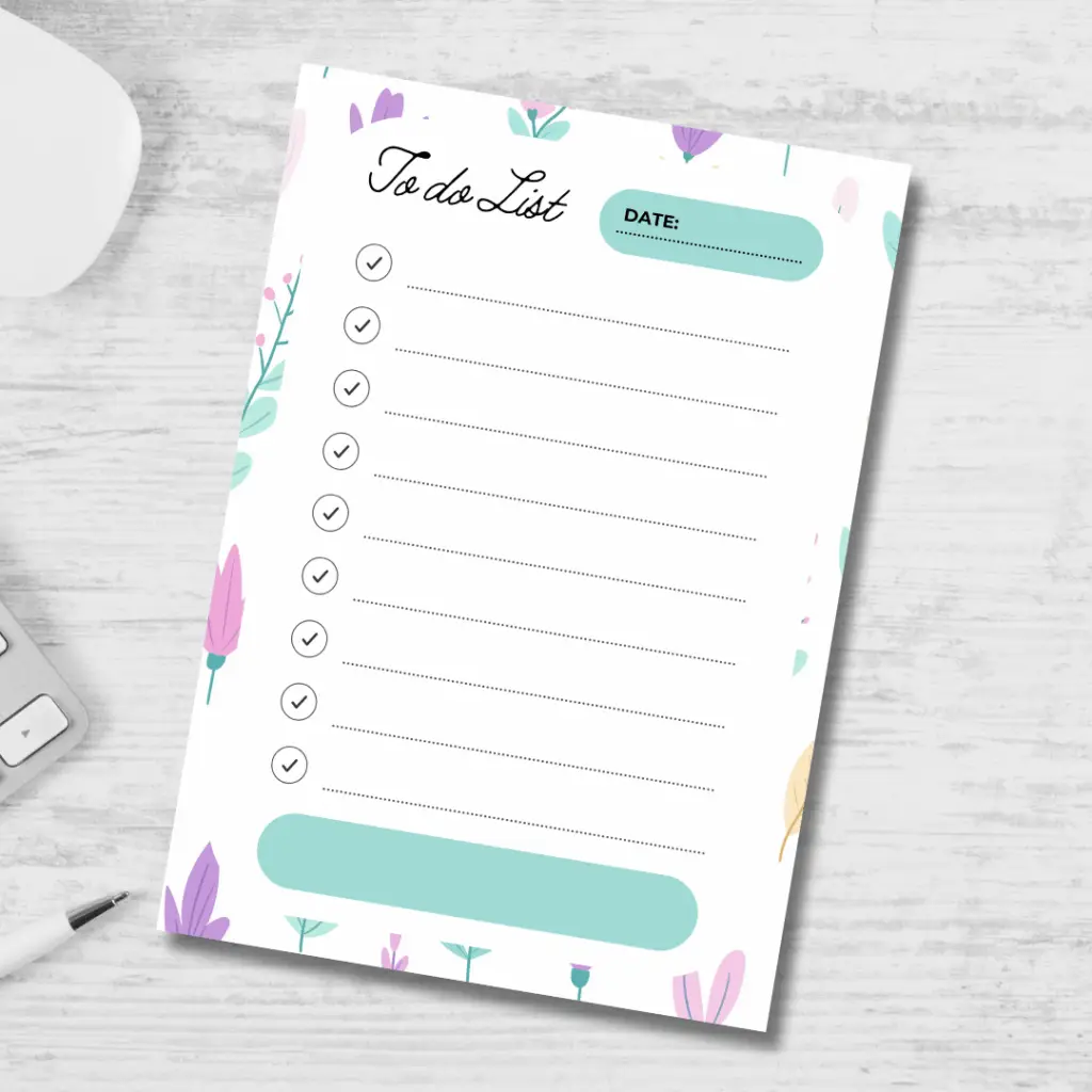 Doodle Flowers To Do List Template