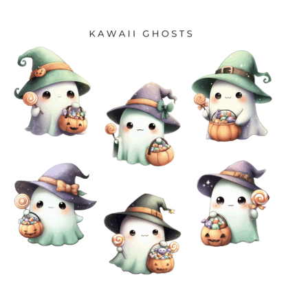 Kawaii Ghost Clipart Pack - Image 3