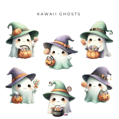 Kawaii Ghost Clipart Pack - Image 4