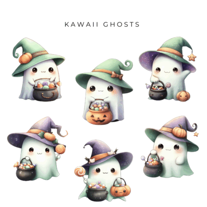 Kawaii Ghost Clipart Pack - Image 5