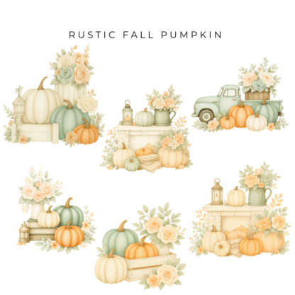 Rustic Fall Pumpkin Clipart Bundle (2)
