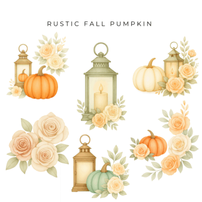 Rustic Fall Pumpkin Clipart Bundle (4)