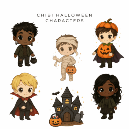 Chibi Halloween Characters Clipart (6)